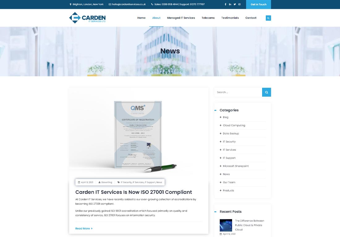 Carden IT Services website