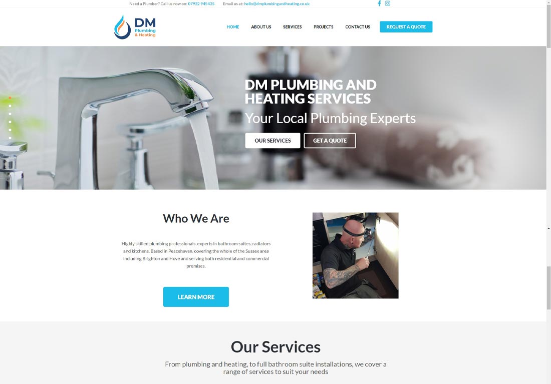 DM Plumbing & Heating website