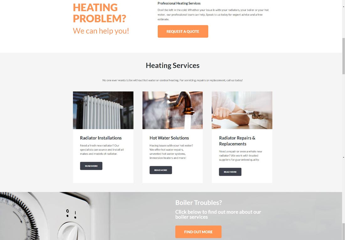 DM Plumbing & Heating website