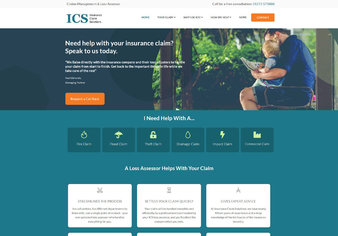 Insurance Claim Solutions website
