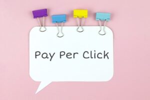 a speech bubble that says Pay Per Click